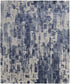 5' X 8' Blue and Ivory Abstract Hand Woven Worn Faded Area Rug