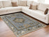 8' X 10' Ivory Tan and Blue Wool Oriental Hand Knotted Area Rug With Fringe