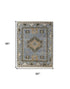 8' X 10' Ivory Tan and Blue Wool Oriental Hand Knotted Area Rug With Fringe