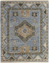 8' X 10' Ivory Tan and Blue Wool Oriental Hand Knotted Area Rug With Fringe