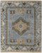 8' X 10' Ivory Tan and Blue Wool Oriental Hand Knotted Area Rug With Fringe