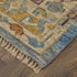 9' X 12' Blue Red and Yellow Wool Geometric Hand Knotted Area Rug With Fringe