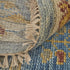9' X 12' Blue Red and Yellow Wool Geometric Hand Knotted Area Rug With Fringe