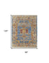 9' X 12' Blue Red and Yellow Wool Geometric Hand Knotted Area Rug With Fringe