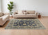 8' X 10' Blue and Gray Wool Floral Hand Knotted Area Rug With Fringe