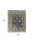 8' X 10' Blue and Gray Wool Floral Hand Knotted Area Rug With Fringe