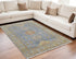 9' X 12' Blue Green And Yellow Geometric Hand Knotted Area Rug With Fringe