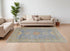 9' X 12' Blue Green And Yellow Geometric Hand Knotted Area Rug With Fringe