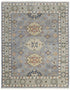8' X 10' Gray Blue and Taupe Wool Geometric Hand Knotted Area Rug With Fringe