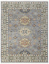 8' X 10' Gray Blue and Taupe Wool Geometric Hand Knotted Area Rug With Fringe
