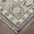 8' X 10' Gray Blue and Taupe Wool Geometric Hand Knotted Area Rug With Fringe