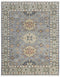 8' X 10' Gray Blue and Taupe Wool Geometric Hand Knotted Area Rug With Fringe