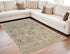 9' X 12' Tan Brown and Blue Wool Floral Hand Knotted Area Rug With Fringe