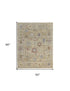 9' X 12' Tan Brown and Blue Wool Floral Hand Knotted Area Rug With Fringe