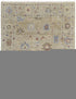 9' X 12' Tan Brown and Blue Wool Floral Hand Knotted Area Rug With Fringe