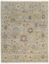 9' X 12' Tan Brown and Blue Wool Floral Hand Knotted Area Rug With Fringe