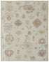 8' X 12' Ivory Tan and Gray Wool Floral Hand Knotted Area Rug