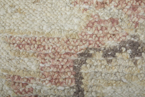 8' X 12' Ivory Tan and Gray Wool Floral Hand Knotted Area Rug