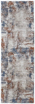 8' X 10' Blue Gray and Brown Abstract Power Loom Worn Faded Area Rug