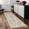 8' Gray Ivory And Burnt Orange Oriental Distressed Runner Rug With Fringe