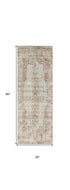 8' Gray Ivory And Burnt Orange Oriental Distressed Runner Rug With Fringe