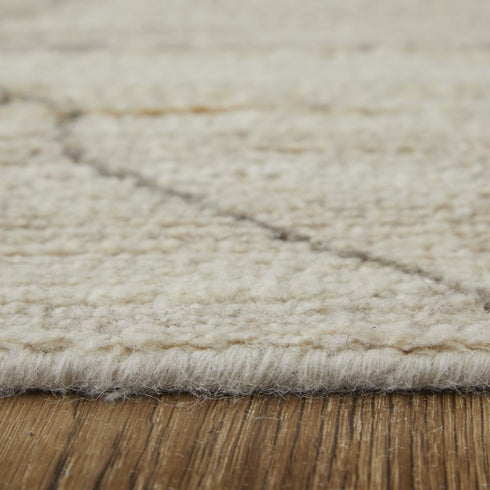 8' X 10' Ivory And Tan Wool Moroccan Hand Knotted Area Rug