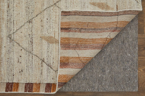 8' X 10' Ivory And Tan Wool Moroccan Hand Knotted Area Rug