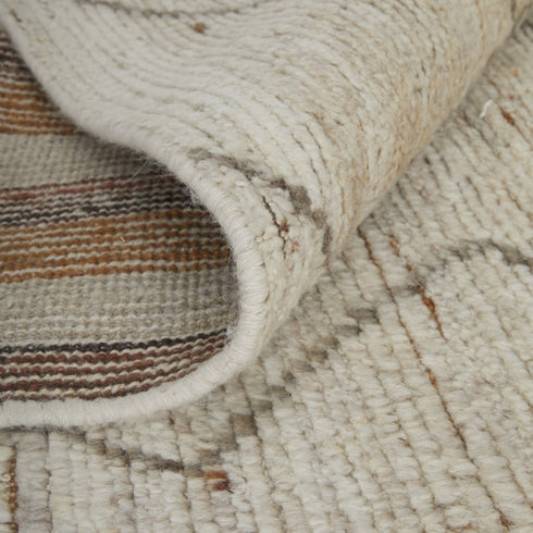 8' X 10' Ivory And Tan Wool Moroccan Hand Knotted Area Rug