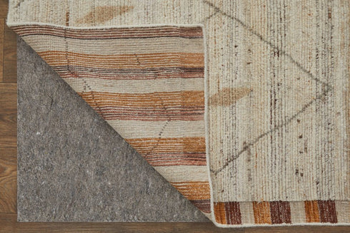 8' X 10' Ivory And Tan Wool Moroccan Hand Knotted Area Rug