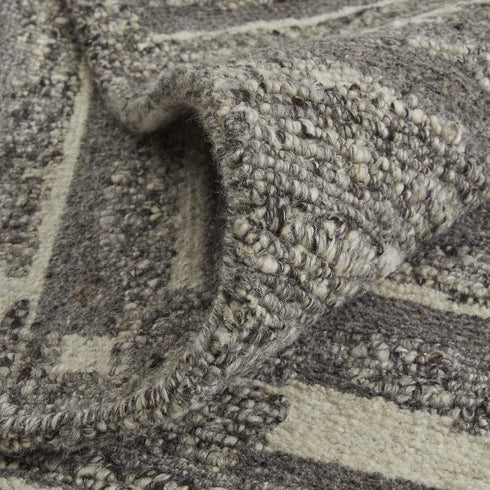8' X 12' Gray Ivory and Taupe Abstract Hand Woven Area Rug