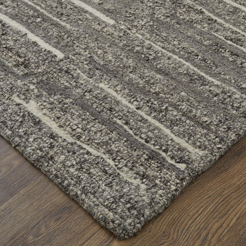 8' X 12' Gray Ivory and Taupe Abstract Hand Woven Area Rug