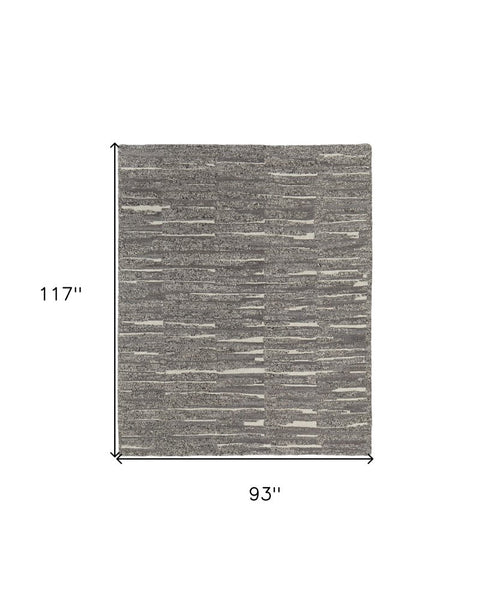 8' X 12' Gray Ivory and Taupe Abstract Hand Woven Area Rug