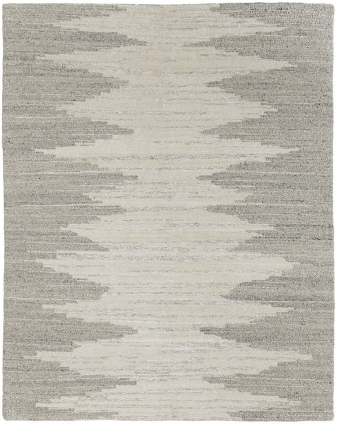9' X 13' Gray and Ivory Ombre Hand Woven Area Rug