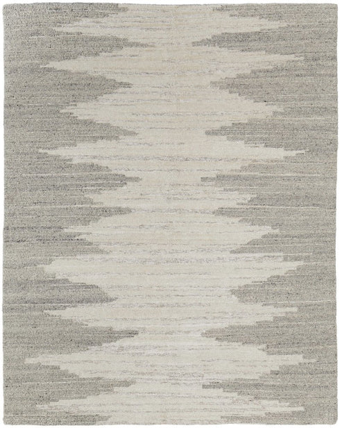 9' X 13' Gray and Ivory Ombre Hand Woven Area Rug