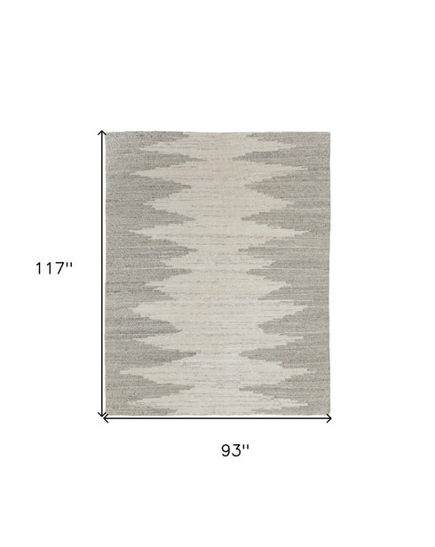 9' X 13' Gray and Ivory Ombre Hand Woven Area Rug