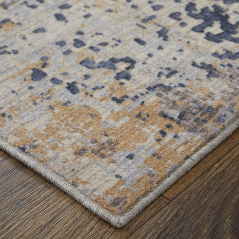 8' X 10' Blue Brown and Tan Abstract Power Loom Area Rug