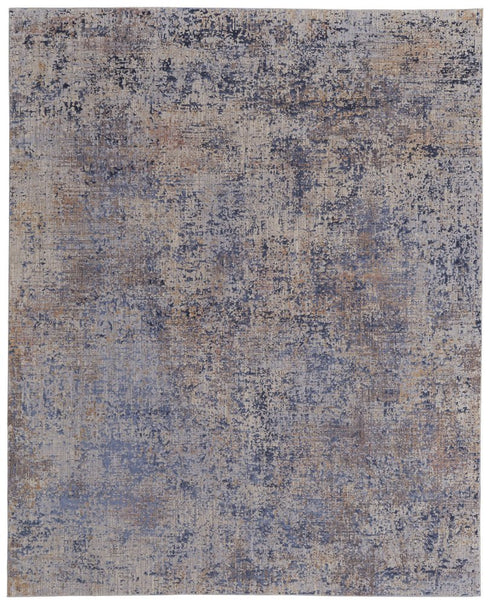 8' X 10' Blue Brown and Tan Abstract Power Loom Area Rug