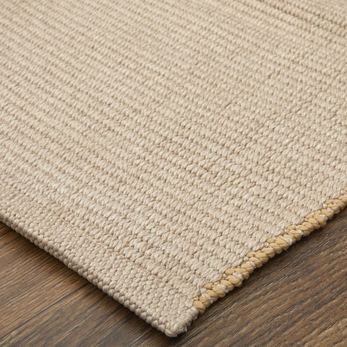 8' X 10' Ivory and Tan Hand Woven Area Rug