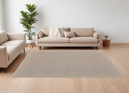 8' X 10' Ivory and Tan Hand Woven Area Rug
