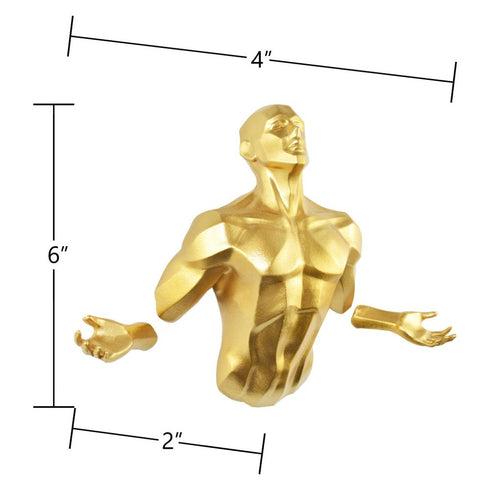 6" X 4" Gold Resin Bursting Man Hanging Dimensional Sculpture