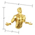 6" X 4" Gold Resin Bursting Man Hanging Dimensional Sculpture