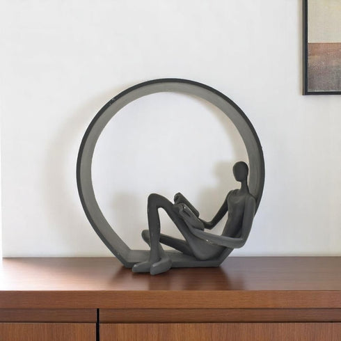 7" Black Resin Man Tabletop Sculpture