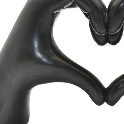 4" Black Resin Heart Hands Tabletop Sculpture