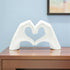 4" White Resin Heart Hands Tabletop Sculpture