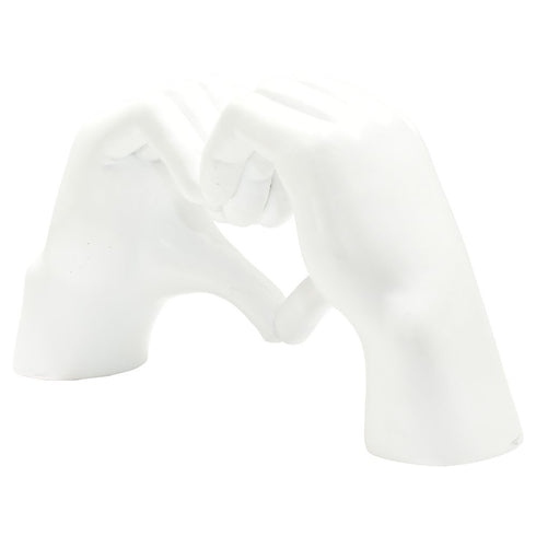 4" White Resin Heart Hands Tabletop Sculpture