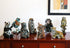 Set of Eight Brown White And Black Resin Wilderness Tabletop Sculpture