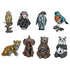 Set of Eight Brown White And Black Resin Wilderness Tabletop Sculpture