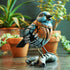 5" Blue Orange And White Resin Bird Tabletop Sculpture