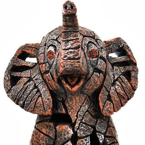6" Brown And White Resin Elephant Tabletop Sculpture