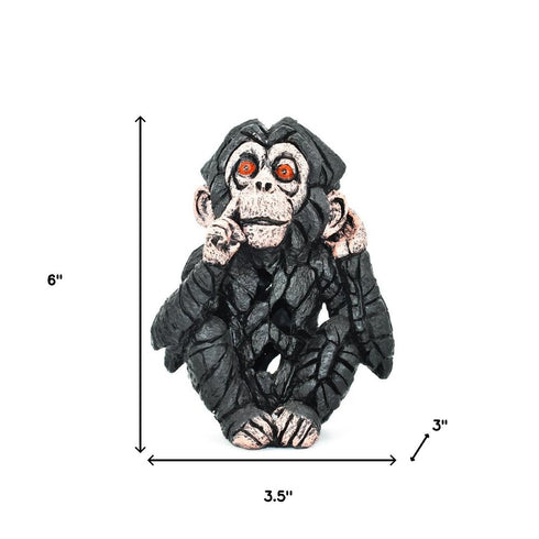 6" Brown Pink And Red Resin Monkey Tabletop Sculpture